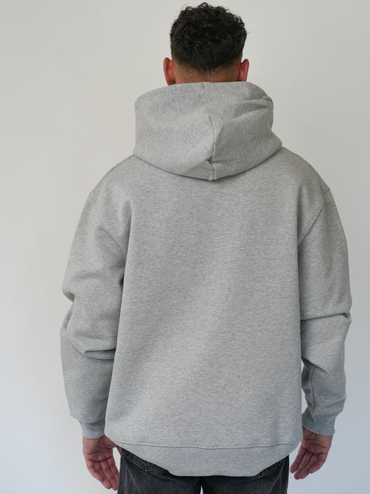 Bolzr Embroidered Hoodie Zip  | Grey | Oversized