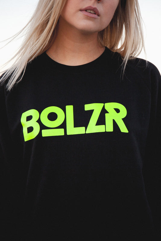 Bolzr Sweater | Girls | Black &amp; Neon Yellow