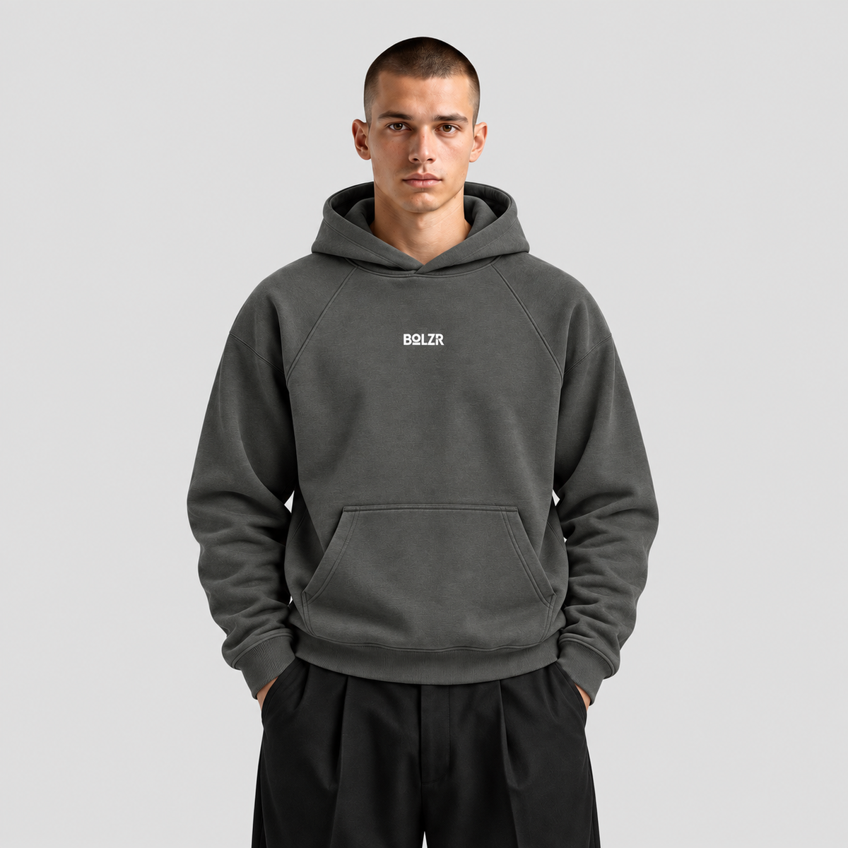 BOLZR RED 560 GSM Ultra Heavy Hoodie [Asphalt] – LIMITED