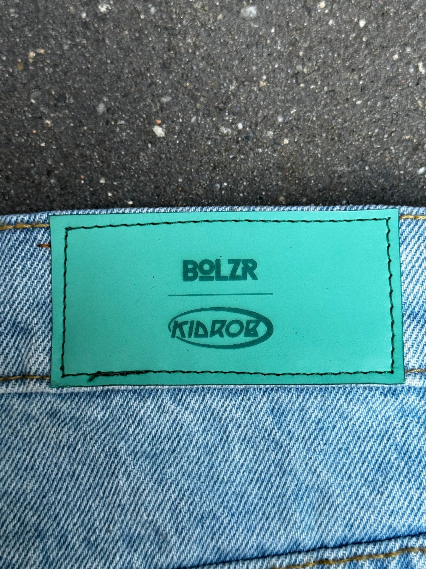 Robert Andrich Kidrob Heavy Denim Jorts [Light Blue washed] logo BOLZ back