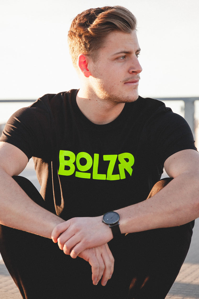 Bolzr T-Shirt | Black &amp; Neon Yellow