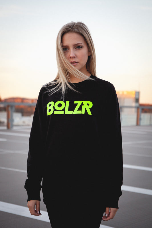 Bolzr Sweater | Girls | Black &amp; Neon Yellow