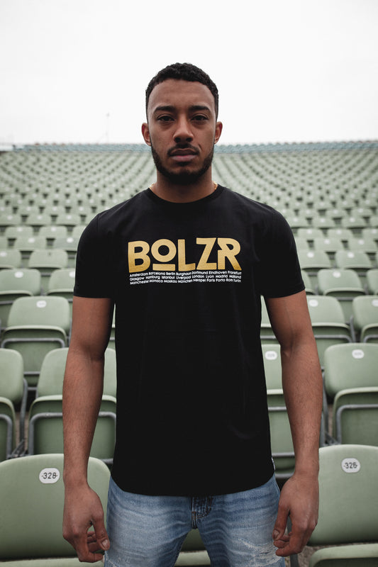 Bolzr T-Shirt | Black &amp; Yellow Gold