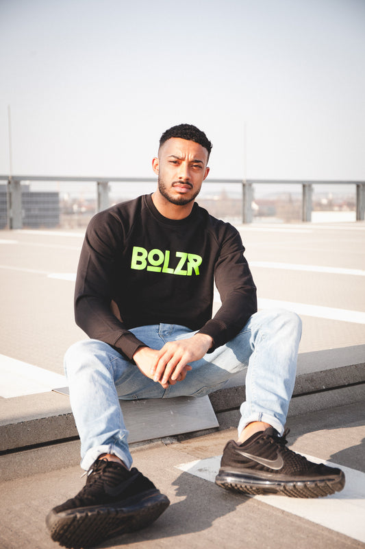 Bolzr Sweater | Black &amp; Neon Yellow