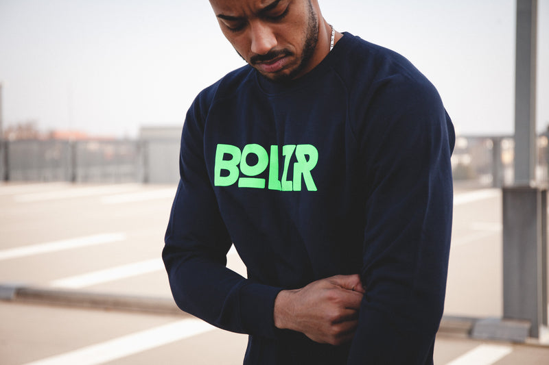 Bolzr Sweater | Blau & Neongrün